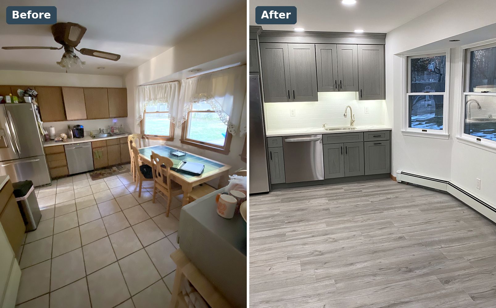 Port Jefferson Station · Kitchen remodel before and after