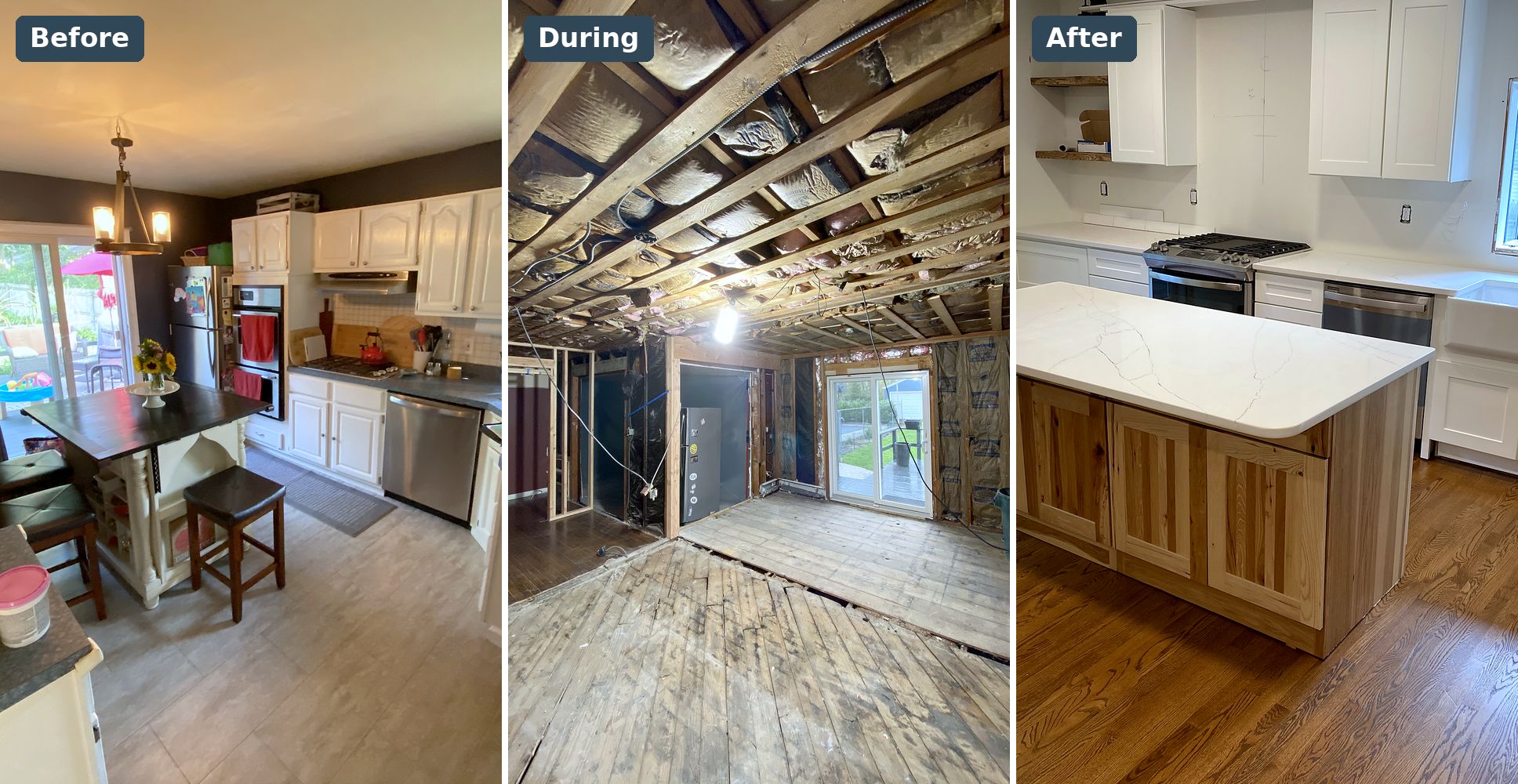 Smithtown · Full kitchen remodel, down to the studs before and after